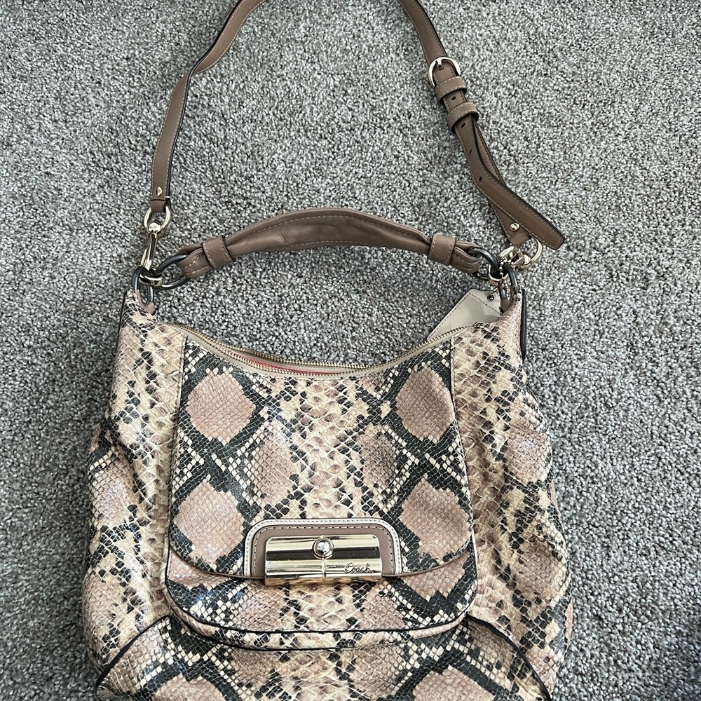 Coach Snakeskin Shoulder Bag - Brown